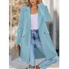 imagePRETTYGARDEN Womens 2025 Spring Fall Long Blazer Jackets Long Sleeve Lapel Pockets Loose Fit Work Casual Blazers OuterwearSky Blue