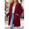 imagePRETTYGARDEN Womens 2025 Spring Fall Long Blazer Jackets Long Sleeve Lapel Pockets Loose Fit Work Casual Blazers OuterwearWine Red