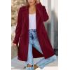 imagePRETTYGARDEN Womens 2025 Spring Fall Long Blazer Jackets Long Sleeve Lapel Pockets Loose Fit Work Casual Blazers OuterwearWine Red