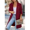 imagePRETTYGARDEN Womens 2025 Spring Fall Long Blazer Jackets Long Sleeve Lapel Pockets Loose Fit Work Casual Blazers OuterwearWine Red