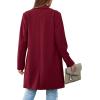 imagePRETTYGARDEN Womens 2025 Spring Fall Long Blazer Jackets Long Sleeve Lapel Pockets Loose Fit Work Casual Blazers OuterwearWine Red