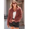 imagePRETTYGARDEN Womens 2025 Winter Coats Fleece Cropped Jacket Faux Fur Long Sleeve Pockets Shaggy Warm Outerwear Fall ClothesRust Red