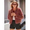 imagePRETTYGARDEN Womens 2025 Winter Coats Fleece Cropped Jacket Faux Fur Long Sleeve Pockets Shaggy Warm Outerwear Fall ClothesRust Red