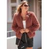 imagePRETTYGARDEN Womens 2025 Winter Coats Fleece Cropped Jacket Faux Fur Long Sleeve Pockets Shaggy Warm Outerwear Fall ClothesRust Red