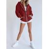 imagePRETTYGARDEN Womens 2025 Zip Up Y2K Hoodies Casual Long Sleeve Sweatshirts Fall Spring Track Jackets with PocketsBrown Red