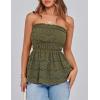 imagePRETTYGARDEN Womens Boho Tube Tops 2025 Summer Strapless Off Shoulder Eyelet Smocked Peplum Trendy Going Out Bandeau TopArmy Green