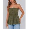 imagePRETTYGARDEN Womens Boho Tube Tops 2025 Summer Strapless Off Shoulder Eyelet Smocked Peplum Trendy Going Out Bandeau TopArmy Green