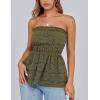 imagePRETTYGARDEN Womens Boho Tube Tops 2025 Summer Strapless Off Shoulder Eyelet Smocked Peplum Trendy Going Out Bandeau TopArmy Green