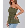 imagePRETTYGARDEN Womens Boho Tube Tops 2025 Summer Strapless Off Shoulder Eyelet Smocked Peplum Trendy Going Out Bandeau TopArmy Green