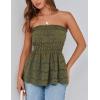imagePRETTYGARDEN Womens Boho Tube Tops 2025 Summer Strapless Off Shoulder Eyelet Smocked Peplum Trendy Going Out Bandeau TopArmy Green