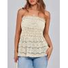 imagePRETTYGARDEN Womens Boho Tube Tops 2025 Summer Strapless Off Shoulder Eyelet Smocked Peplum Trendy Going Out Bandeau TopBeige