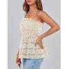 imagePRETTYGARDEN Womens Boho Tube Tops 2025 Summer Strapless Off Shoulder Eyelet Smocked Peplum Trendy Going Out Bandeau TopBeige