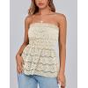 imagePRETTYGARDEN Womens Boho Tube Tops 2025 Summer Strapless Off Shoulder Eyelet Smocked Peplum Trendy Going Out Bandeau TopBeige
