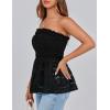 imagePRETTYGARDEN Womens Boho Tube Tops 2025 Summer Strapless Off Shoulder Eyelet Smocked Peplum Trendy Going Out Bandeau TopBlack
