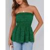 imagePRETTYGARDEN Womens Boho Tube Tops 2025 Summer Strapless Off Shoulder Eyelet Smocked Peplum Trendy Going Out Bandeau TopGreen