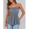 imagePRETTYGARDEN Womens Boho Tube Tops 2025 Summer Strapless Off Shoulder Eyelet Smocked Peplum Trendy Going Out Bandeau TopGrey Blue