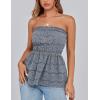 imagePRETTYGARDEN Womens Boho Tube Tops 2025 Summer Strapless Off Shoulder Eyelet Smocked Peplum Trendy Going Out Bandeau TopGrey Blue