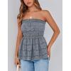 imagePRETTYGARDEN Womens Boho Tube Tops 2025 Summer Strapless Off Shoulder Eyelet Smocked Peplum Trendy Going Out Bandeau TopGrey Blue