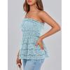 imagePRETTYGARDEN Womens Boho Tube Tops 2025 Summer Strapless Off Shoulder Eyelet Smocked Peplum Trendy Going Out Bandeau TopLight Blue
