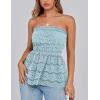 imagePRETTYGARDEN Womens Boho Tube Tops 2025 Summer Strapless Off Shoulder Eyelet Smocked Peplum Trendy Going Out Bandeau TopLight Blue