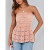 imagePRETTYGARDEN Womens Boho Tube Tops 2025 Summer Strapless Off Shoulder Eyelet Smocked Peplum Trendy Going Out Bandeau TopPink