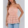 imagePRETTYGARDEN Womens Boho Tube Tops 2025 Summer Strapless Off Shoulder Eyelet Smocked Peplum Trendy Going Out Bandeau TopPink