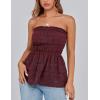 imagePRETTYGARDEN Womens Boho Tube Tops 2025 Summer Strapless Off Shoulder Eyelet Smocked Peplum Trendy Going Out Bandeau TopWine Red