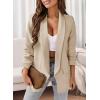 imagePRETTYGARDEN Womens Casual Blazer 2025 Spring Fall Fashion Long Sleeve Open Front Work Office Suit JacketsBeige White
