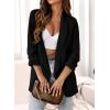 imagePRETTYGARDEN Womens Casual Blazer 2025 Spring Fall Fashion Long Sleeve Open Front Work Office Suit JacketsBlack
