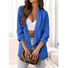 imagePRETTYGARDEN Womens Casual Blazer 2025 Spring Fall Fashion Long Sleeve Open Front Work Office Suit JacketsBlue