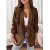 imagePRETTYGARDEN Womens Casual Blazer 2025 Spring Fall Fashion Long Sleeve Open Front Work Office Suit JacketsCoffee