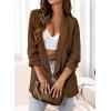 imagePRETTYGARDEN Womens Casual Blazer 2025 Spring Fall Fashion Long Sleeve Open Front Work Office Suit JacketsCoffee