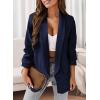 imagePRETTYGARDEN Womens Casual Blazer 2025 Spring Fall Fashion Long Sleeve Open Front Work Office Suit JacketsDark Blue