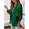 imagePRETTYGARDEN Womens Casual Blazer 2025 Spring Fall Fashion Long Sleeve Open Front Work Office Suit JacketsGreen