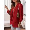 imagePRETTYGARDEN Womens Casual Blazer 2025 Spring Fall Fashion Long Sleeve Open Front Work Office Suit JacketsRed
