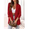 imagePRETTYGARDEN Womens Casual Blazer 2025 Spring Fall Fashion Long Sleeve Open Front Work Office Suit JacketsRed