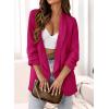 imagePRETTYGARDEN Womens Casual Blazer 2025 Spring Fall Fashion Long Sleeve Open Front Work Office Suit JacketsRose Red