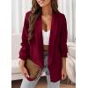 imagePRETTYGARDEN Womens Casual Blazer 2025 Spring Fall Fashion Long Sleeve Open Front Work Office Suit JacketsWine Red