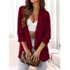 imagePRETTYGARDEN Womens Casual Blazer 2025 Spring Fall Fashion Long Sleeve Open Front Work Office Suit JacketsWine Red