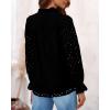 imagePRETTYGARDEN Womens Dressy Casual Blouse Tops Fall Spring Puff Long Sleeve Button V Neck Hollow Out Lace Embroidered ShirtsBlack