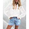 imagePRETTYGARDEN Womens Dressy Casual Blouse Tops Fall Spring Puff Long Sleeve Button V Neck Hollow Out Lace Embroidered ShirtsWhite