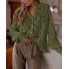 imagePRETTYGARDEN Womens Dressy Casual Lace Blouse Long Sleeve Button Up Shirts Tops Spring Fall Fashion ClothesArmy Green