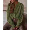 imagePRETTYGARDEN Womens Dressy Casual Lace Blouse Long Sleeve Button Up Shirts Tops Spring Fall Fashion ClothesArmy Green