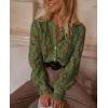 imagePRETTYGARDEN Womens Dressy Casual Lace Blouse Long Sleeve Button Up Shirts Tops Spring Fall Fashion ClothesArmy Green