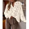 imagePRETTYGARDEN Womens Dressy Casual Lace Blouse Long Sleeve Button Up Shirts Tops Spring Fall Fashion ClothesBeige