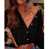 imagePRETTYGARDEN Womens Dressy Casual Lace Blouse Long Sleeve Button Up Shirts Tops Spring Fall Fashion ClothesBlack