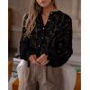 imagePRETTYGARDEN Womens Dressy Casual Lace Blouse Long Sleeve Button Up Shirts Tops Spring Fall Fashion ClothesBlack