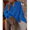 imagePRETTYGARDEN Womens Dressy Casual Lace Blouse Long Sleeve Button Up Shirts Tops Spring Fall Fashion ClothesBlue