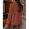 imagePRETTYGARDEN Womens Dressy Casual Lace Blouse Long Sleeve Button Up Shirts Tops Spring Fall Fashion ClothesBrick Red