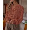 imagePRETTYGARDEN Womens Dressy Casual Lace Blouse Long Sleeve Button Up Shirts Tops Spring Fall Fashion ClothesBrick Red